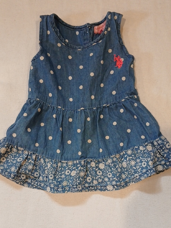 Polo Ralph Lauren Other - Polo by Ralph Lauren Blue Polka Dot Denim Tank Top with Pink Pony